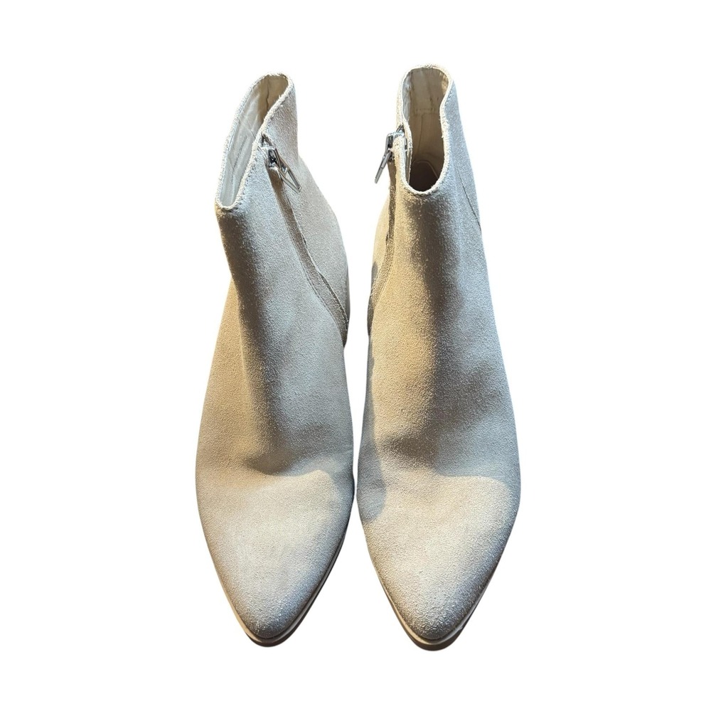 Dolce‎ Vita Booties Womens Size 8.5 Beige Suede Ankle Zip Pointed Toe Block Heel